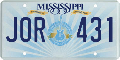 MS license plate JOR431