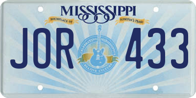 MS license plate JOR433
