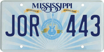 MS license plate JOR443