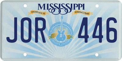 MS license plate JOR446