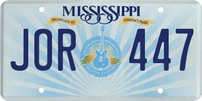 MS license plate JOR447