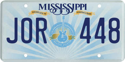 MS license plate JOR448