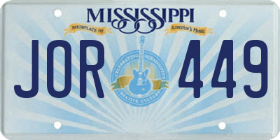 MS license plate JOR449