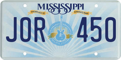 MS license plate JOR450