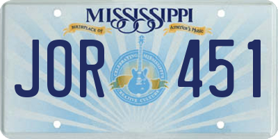MS license plate JOR451