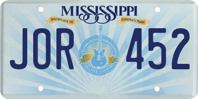 MS license plate JOR452