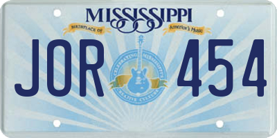MS license plate JOR454