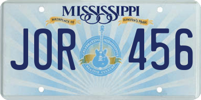 MS license plate JOR456