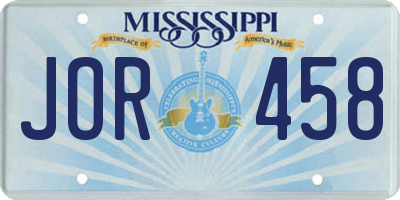 MS license plate JOR458