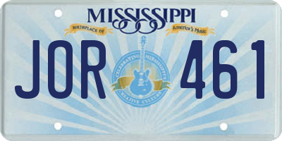 MS license plate JOR461