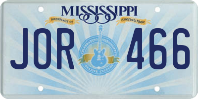 MS license plate JOR466