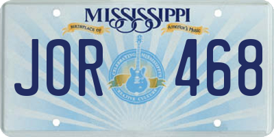 MS license plate JOR468