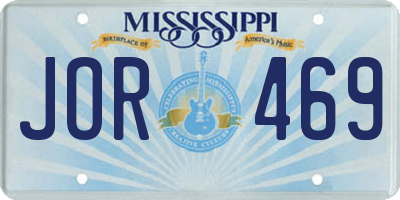 MS license plate JOR469