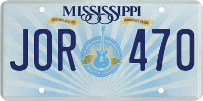 MS license plate JOR470