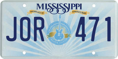 MS license plate JOR471