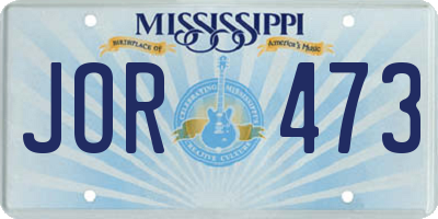 MS license plate JOR473