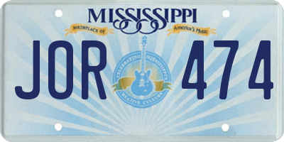MS license plate JOR474