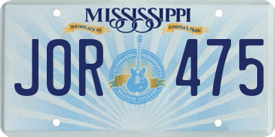 MS license plate JOR475