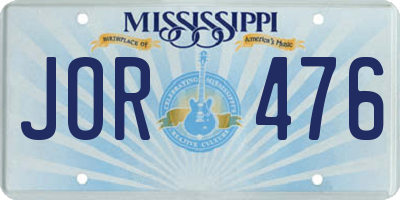 MS license plate JOR476