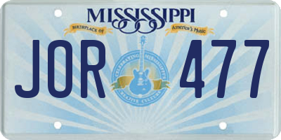 MS license plate JOR477