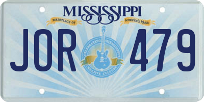MS license plate JOR479