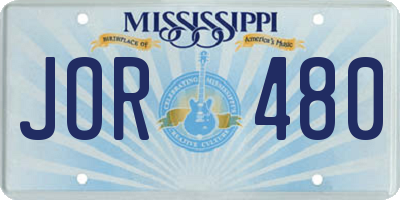 MS license plate JOR480