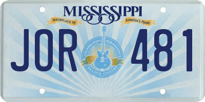 MS license plate JOR481