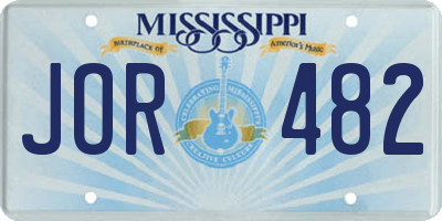 MS license plate JOR482