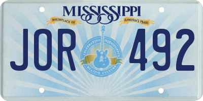 MS license plate JOR492