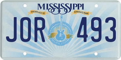 MS license plate JOR493
