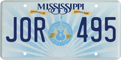 MS license plate JOR495