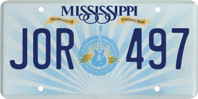 MS license plate JOR497