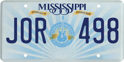 MS license plate JOR498
