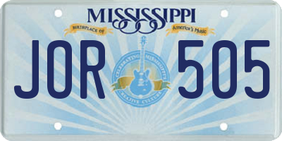 MS license plate JOR505