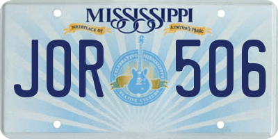 MS license plate JOR506