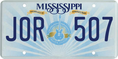 MS license plate JOR507