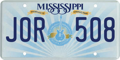 MS license plate JOR508