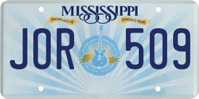 MS license plate JOR509