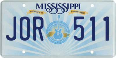 MS license plate JOR511
