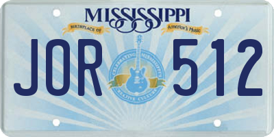 MS license plate JOR512