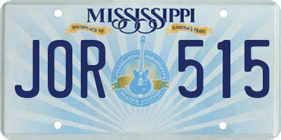 MS license plate JOR515