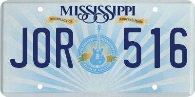 MS license plate JOR516
