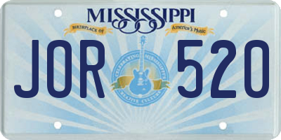 MS license plate JOR520