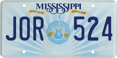 MS license plate JOR524
