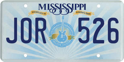 MS license plate JOR526