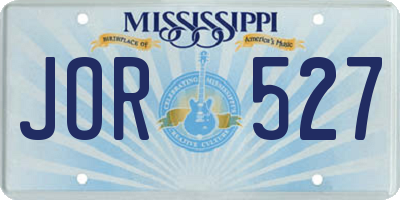 MS license plate JOR527