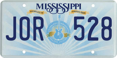 MS license plate JOR528