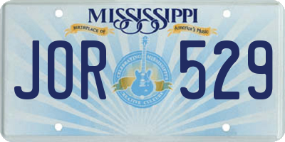 MS license plate JOR529