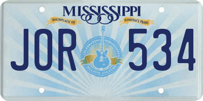 MS license plate JOR534