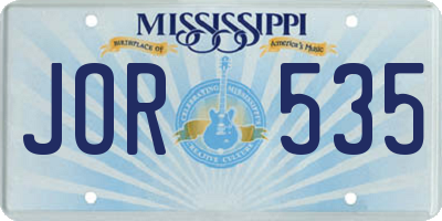 MS license plate JOR535
